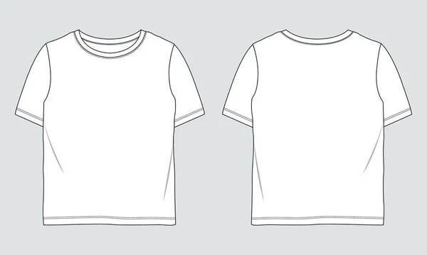 Koszulka Krótki Rękaw Wektor Ilustracja Szablon Przodu Tyłu Widoki Izolowane — Wektor stockowy