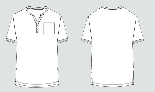 Camiseta Manga Corta Con Plantilla Ilustración Vector Bolsillo Con Vistas — Vector de stock