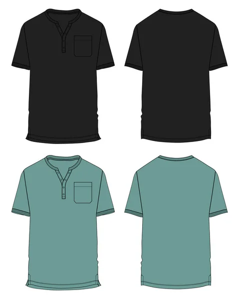 Short Sleeve Shirt Pocket Vector Illustration Template Efront Back Views — Stock Vector