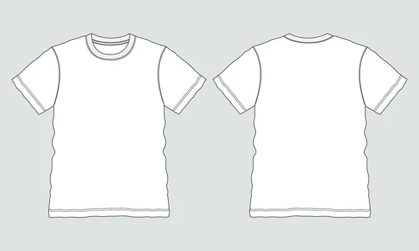 Camiseta Manga Corta Vector Ilustración Plantilla Vista Frontal Trasera Aislado — Vector de stock