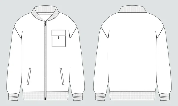 Sweatshirt Jacke Vektor Illustration Vorlage Vorder Und Rückansichten — Stockvektor