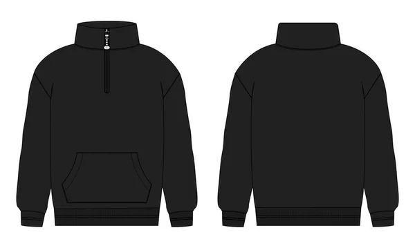 Long Sleeve Short Zip Fleece Jacket Overall Technical Fashion Flat — Stock Vector
