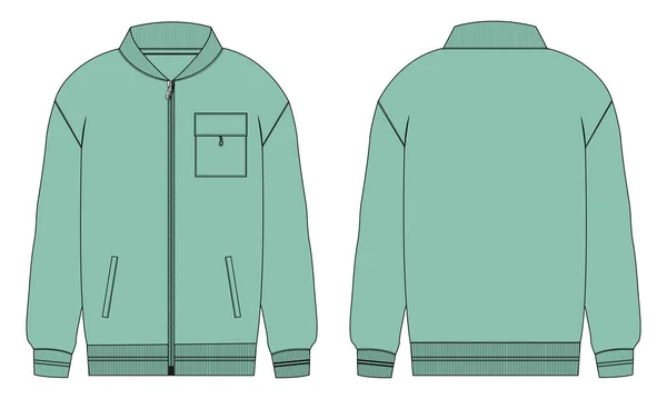 Sweatshirt Jacke Vektor Illustration Vorlage Vorder Und Rückansichten — Stockvektor