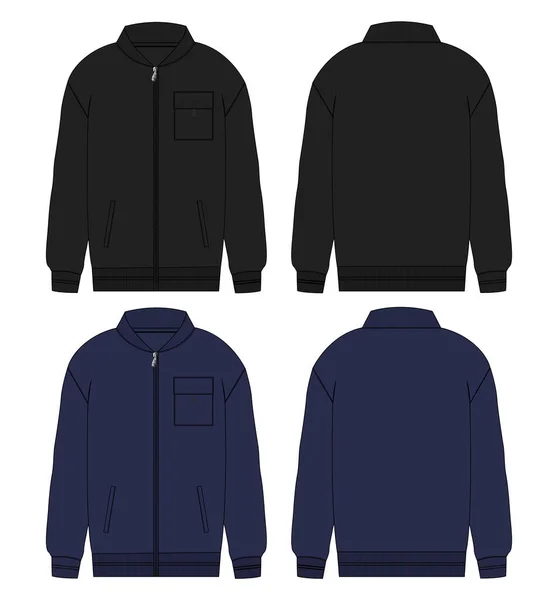 Sweatshirt Jacket Vector Illustration Template Front Back Views — Stock Vector
