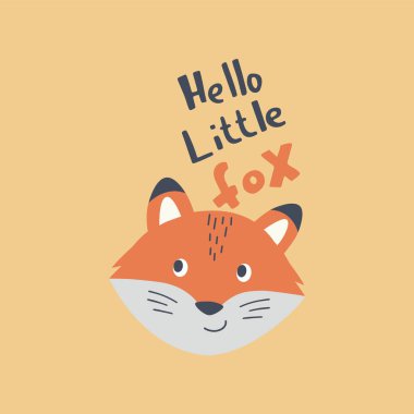 Şirin tilki. Merhaba küçük tilki. vektör illüstrasyonu