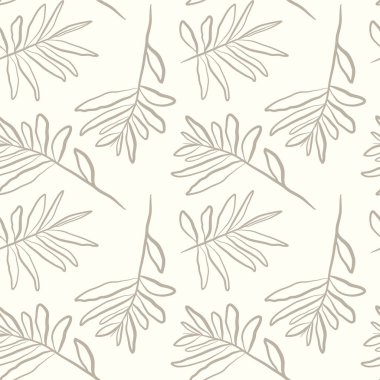 Tropik palmiye, arka planda kusursuz vektör çizimi bırakır. Kumaş baskı kağıtları ve diğerleri için kullanılacak tasarım.