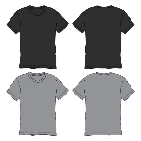 Short Sleeve Black Grey Color Shirt Vector Illustration Template Front — Stock Vector
