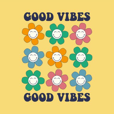 Şirin karikatür çiçeklerinin vektör çizimi 