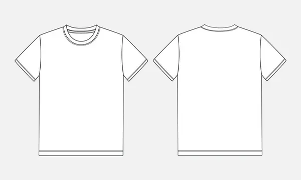 Witte Kleur Korte Mouw Basic Shirt Algehele Technische Mode Platte — Stockvector