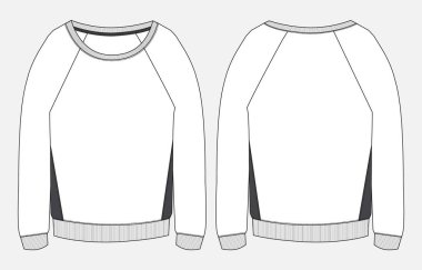 t-shirt ve kollu düz vektör illüstrasyonu.