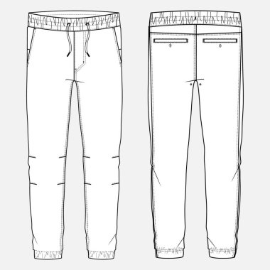 Pantolon takımı. Moda illüstrasyonu, kot pantolon, pantolon. vektör illüstrasyonu