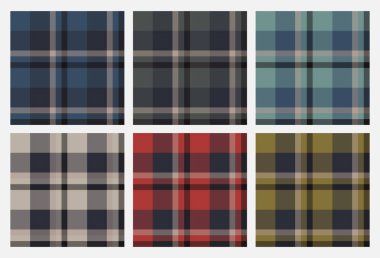 Ekose desenli kumaş seti. vektör illüstrasyonu