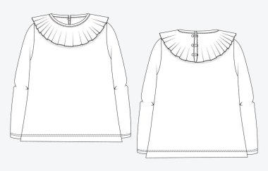 Uzun saçlı bir tişört çizimi. vektör illüstrasyonu