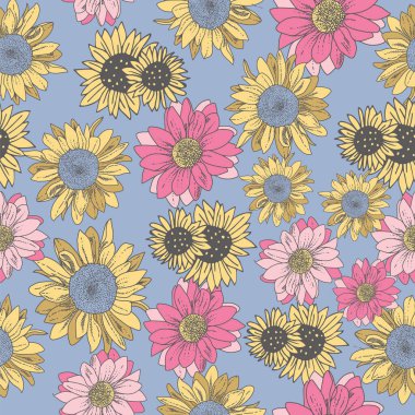 Kusursuz çiçek deseni. Çiçek arkaplanı. vektör illüstrasyonu.