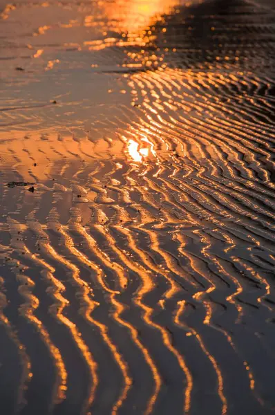 Water Sand Beach Sunset Time — Foto de Stock