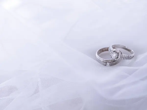 Anéis Casamento Noivado Diamante Véu Noiva Acessórios Casamento Dia Dos — Fotografia de Stock