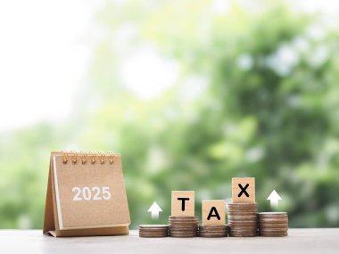 2025 masa takvimi, tahta bloklar, üzerinde 