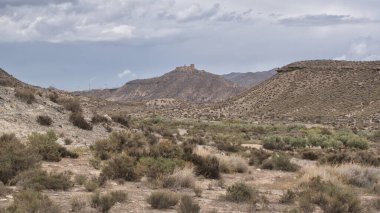 Müslüman döneminden kalma şatosu olan Tabernas Çölü Panoraması