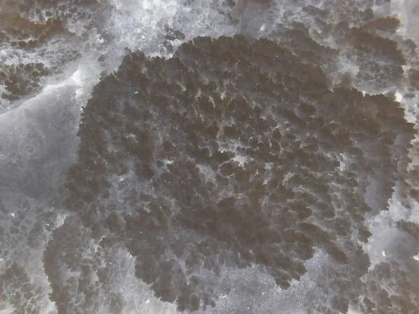 Перевернутое Изображение Большой Кусок Замерзшего Снега Грязный Выхлопных Газов Вспаханный — стоковое фото