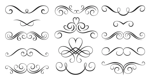 Vintage Curl Lineares Dekor Kalligrafische Farbschablonen Umrahmen Gestaltungselemente Dekorative Seitenabgrenzungen — Stockvektor
