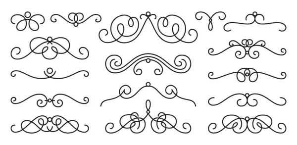 Vintage Swirl Ornament Line Flourish Set Filigree Calligraphic Ornamental Curls — Stockvektor