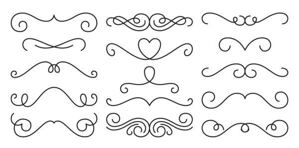 Divider Border Calligraphy Decor Set Frame Linear Victorian Flourishes Vintage — 스톡 벡터