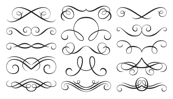 Calligraphic Swash Design Elements Vintage Ornament Swirls Abstract Line Scrolls — Stockvektor