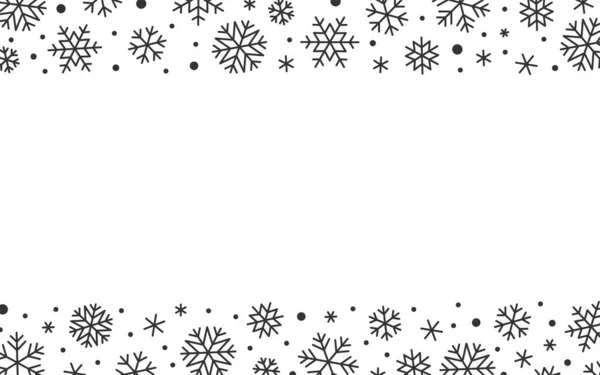 Χριστούγεννα Πτώση Παγωμένος Νιφάδες Χιονιού Περίτεχνα Σύνορα Αντίγραφο Χώρο Ασπρόμαυρο — Διανυσματικό Αρχείο