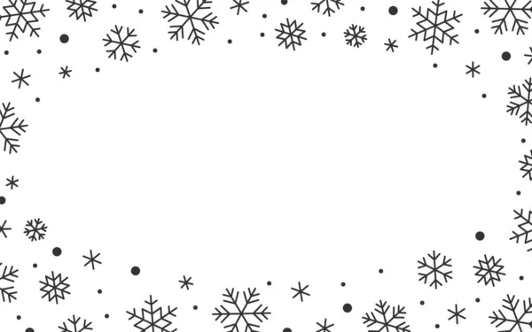 雪花般的冰封边界 雪质的框架 有复制的空间 降霜的雪花在白色 圣诞贺卡传单 派对邀请函 礼券的冬季彩礼背景 — 图库矢量图片