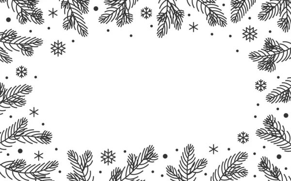 Χριστουγεννιάτικα Κλαδιά Δέντρων Που Πέφτουν Παγωμένα Σύνορα Νιφάδων Χιονιού Χώρο — Διανυσματικό Αρχείο