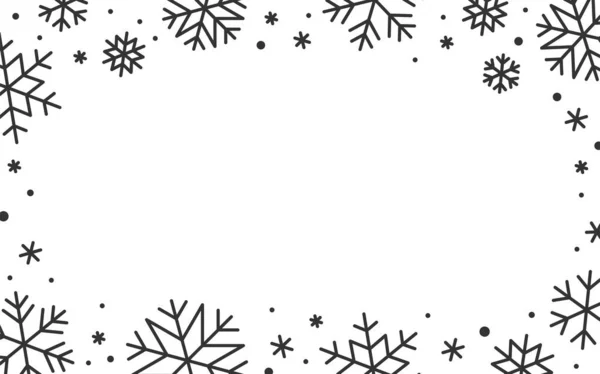 Νιφάδα Χιονιού Χειμώνα Γραμμικό Περίγραμμα Διακοσμημένο Πλαίσιο Αντιγραφικό Χώρο Που — Διανυσματικό Αρχείο