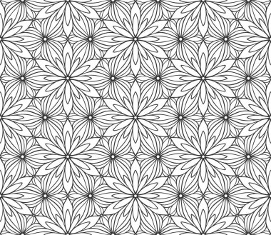 Retro soyut, dikişsiz çiçek deseni. Kağıt kaplama düz botanik tasarımı. Tekstil bitkisel süs. Tek renkli süslemeli arka plan. Dantelli kumaş dekoru. Klasik geometrik yaprak arkaplanı