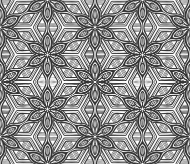 Retro soyut, dikişsiz çiçek deseni. Kağıt kaplama düz botanik tasarımı. Tekstil bitkisel süs. Tek renkli süslemeli arka plan. Dantelli kumaş dekoru. Klasik geometrik yaprak arkaplanı