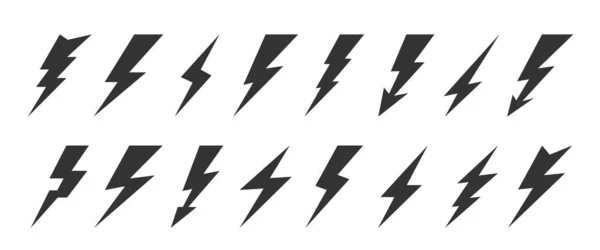 Bliksemschicht Flash Pictogram Ingesteld Energieladingsteken Donder Staking Elektriciteitssymbool Thunderbolt Pictogram — Stockvector