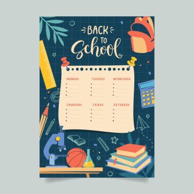Back to school time table template vector