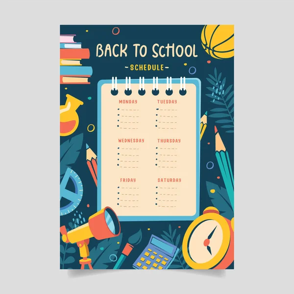 Back School Time Table Template Vector — Stock Vector