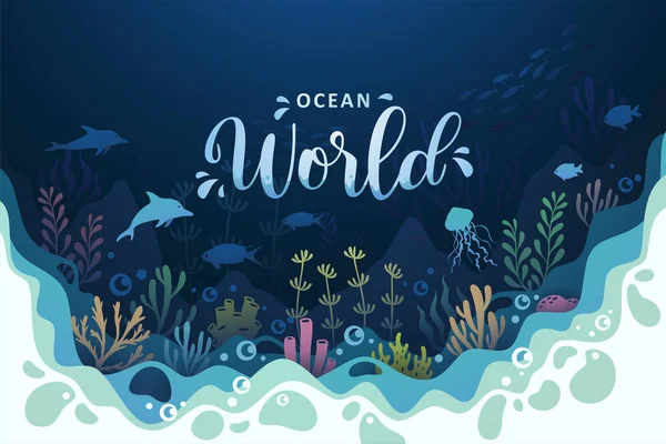 Landscape of oceans underwater world illustration