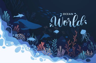 Background art concept of oceans underwater world illustration