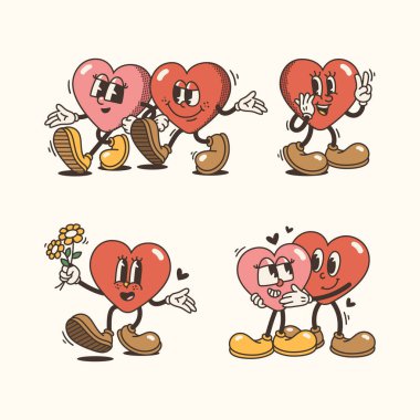 Versatile Heart Mascot Character Set with Varied Poses and Expressions