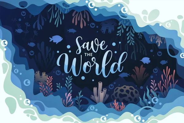 Background Art Concept Oceans Underwater World Illustration — Vector de stock