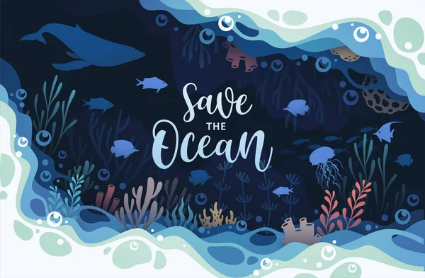 Background Art Concept Oceans Underwater World Illustration — Vector de stock