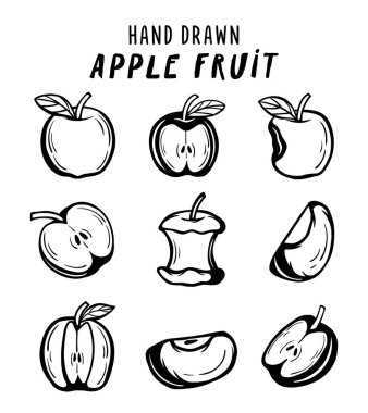 Beyaz arka planda Apple Fruit el çizimi kavramı