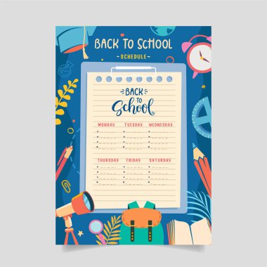 Back to school time table template vector