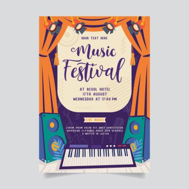 Music party festival in creative style with modern shape template design