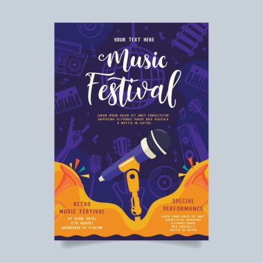 Music party festival in creative style with modern shape template design