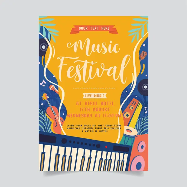 Music party festival in creative style with modern shape template design