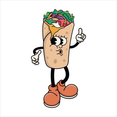 Sevimli Burrito Karakteri Elleri Yukarı Gösteren