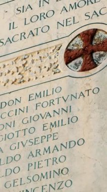 Venice, İtalya - 7 Temmuz 2018: Gösterim, Venedik, antik mimari anıt plak, İtalya tarihi