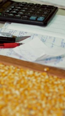 Mısır tohumları laboratuar araştırmaları. farklı tür, seçim Mısır çeşitleri örnekleri. Laboratuvar analiz ve tahıl alanından tanı. Mısır ekimi.