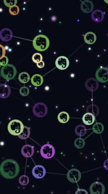 soyut ağ, online topluluk, uçan afiş, simgeler Evernote web hizmet, yazılım oluşturmak ve notları depolama için grafik video animasyon. Evernote artan popülaritesi insanlar arasında